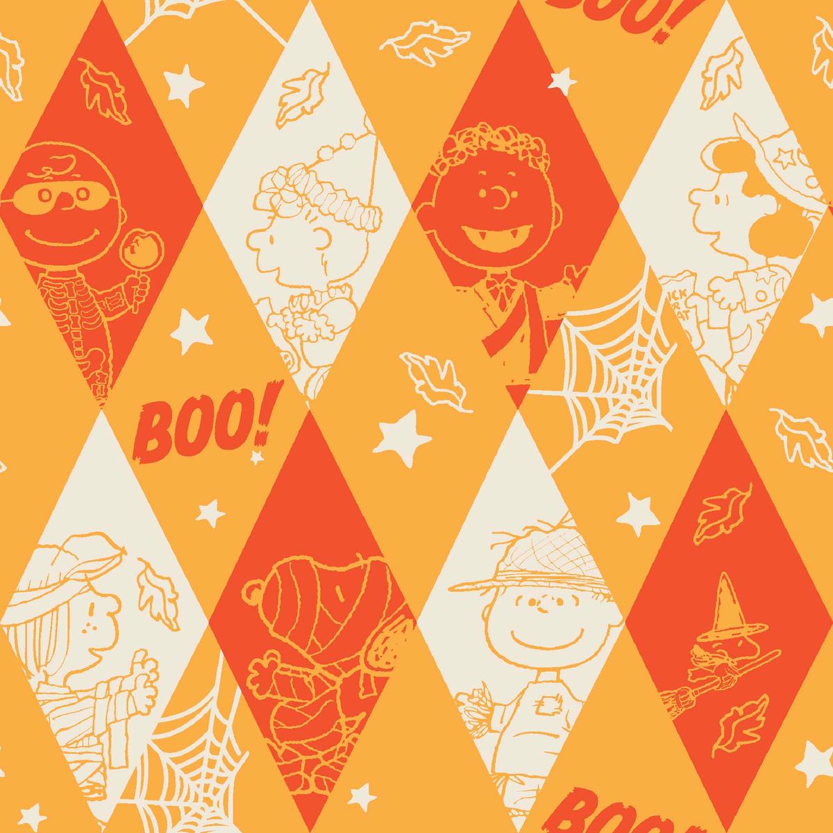 Peanuts Halloween Argyle Yellow Diamond Fabric