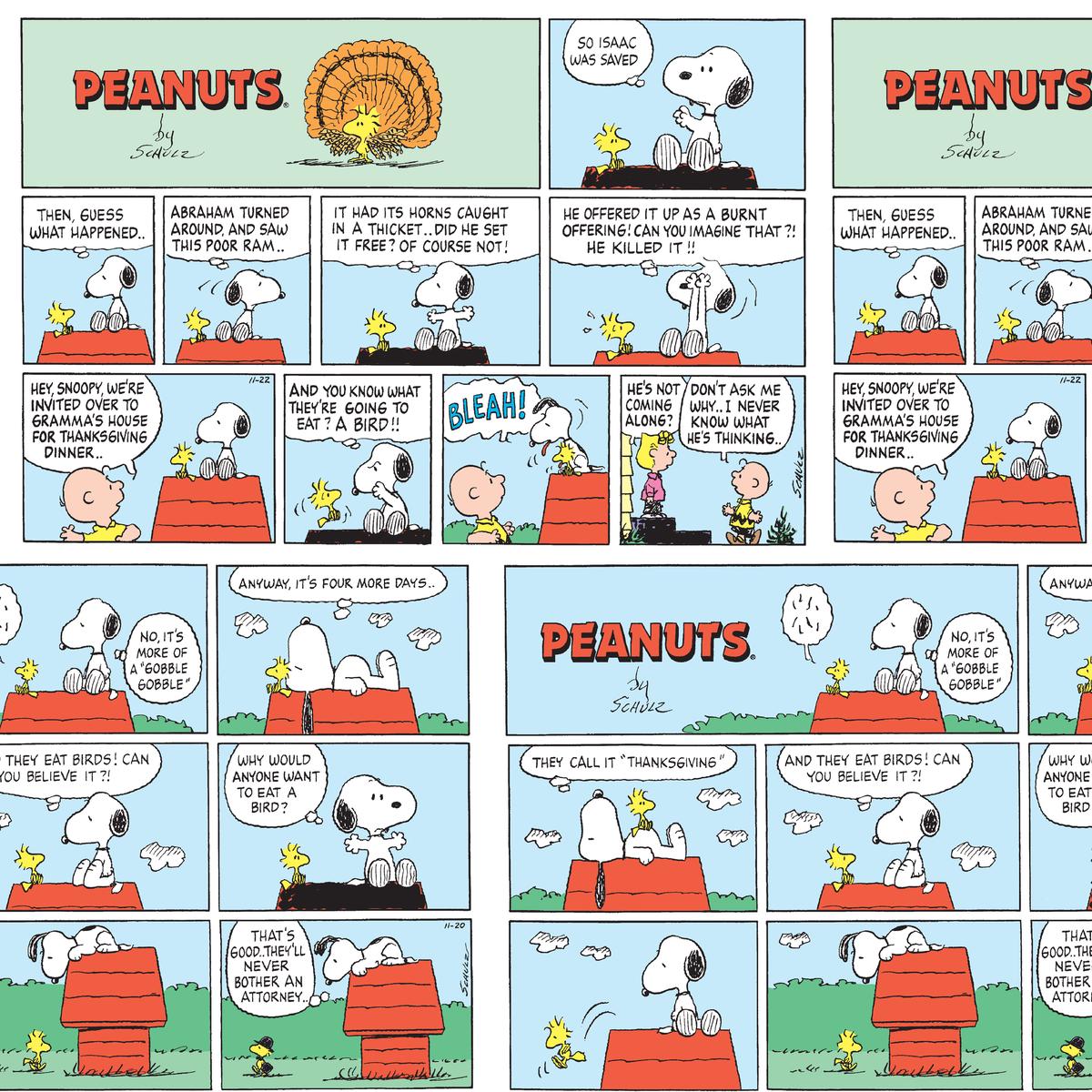Peanuts Thanksgiving Comic Fabric