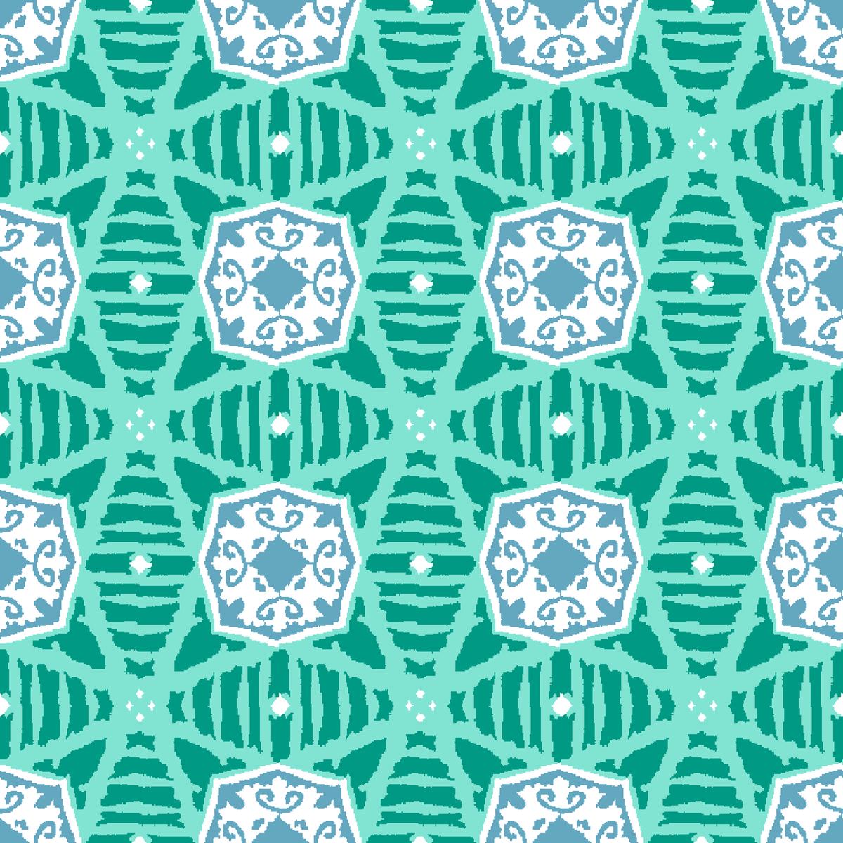 Sunburst on Green & Blue Fabric