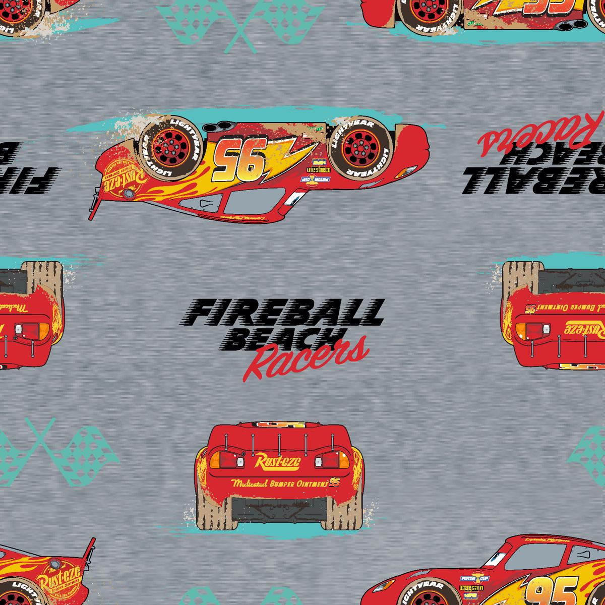 Disney and Pixar’s Lightning McQueen Race Cars on Gray Fabric
