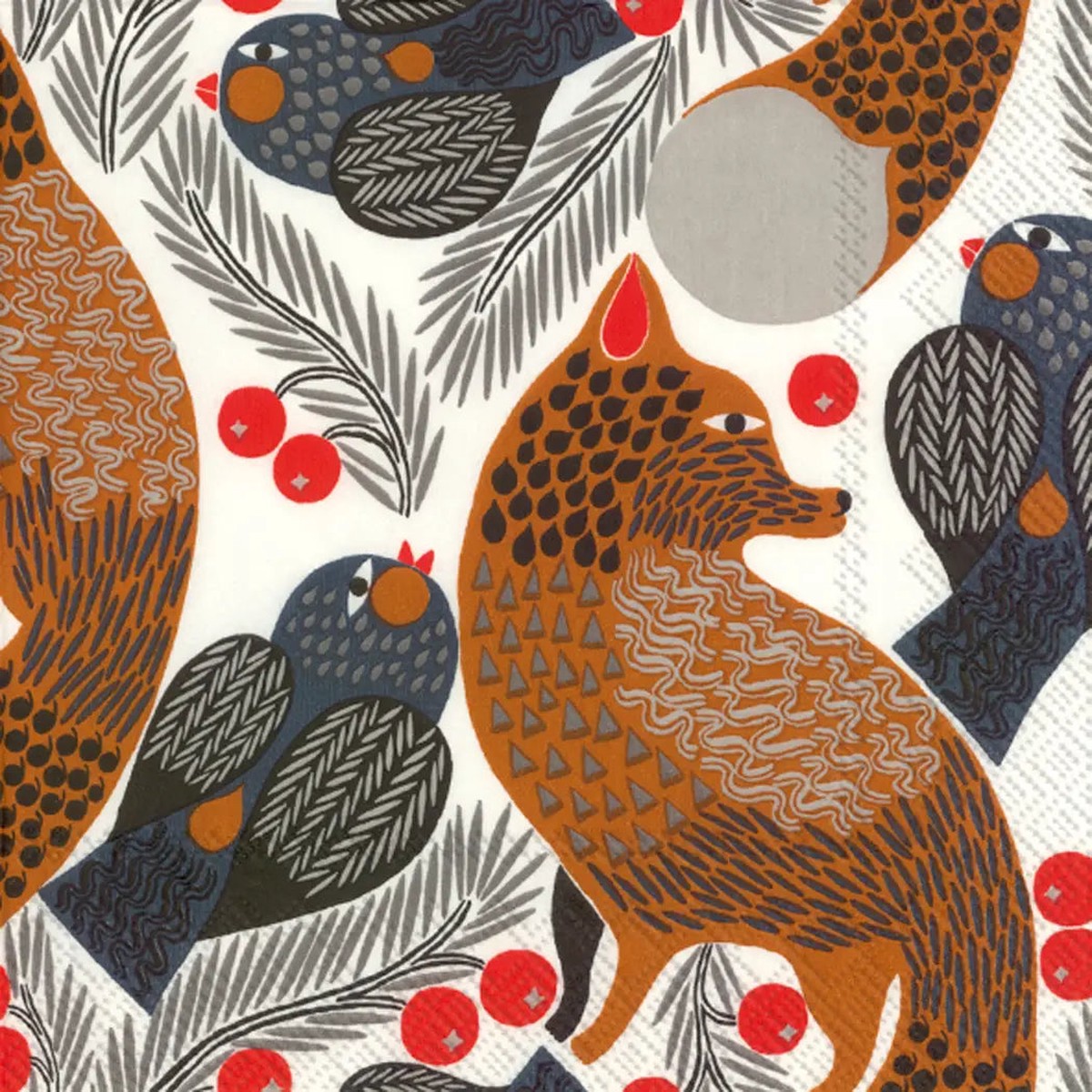 Ketunmarja Fox Bird Cocktail Napkins, Pack of 20