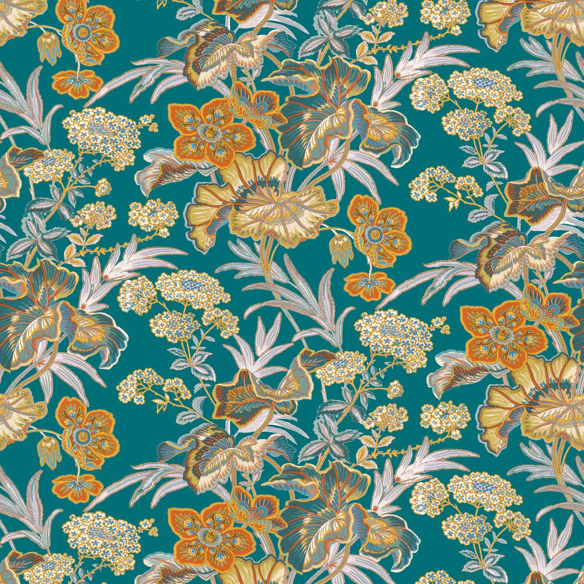 Vintage Floral on Teal Fabric