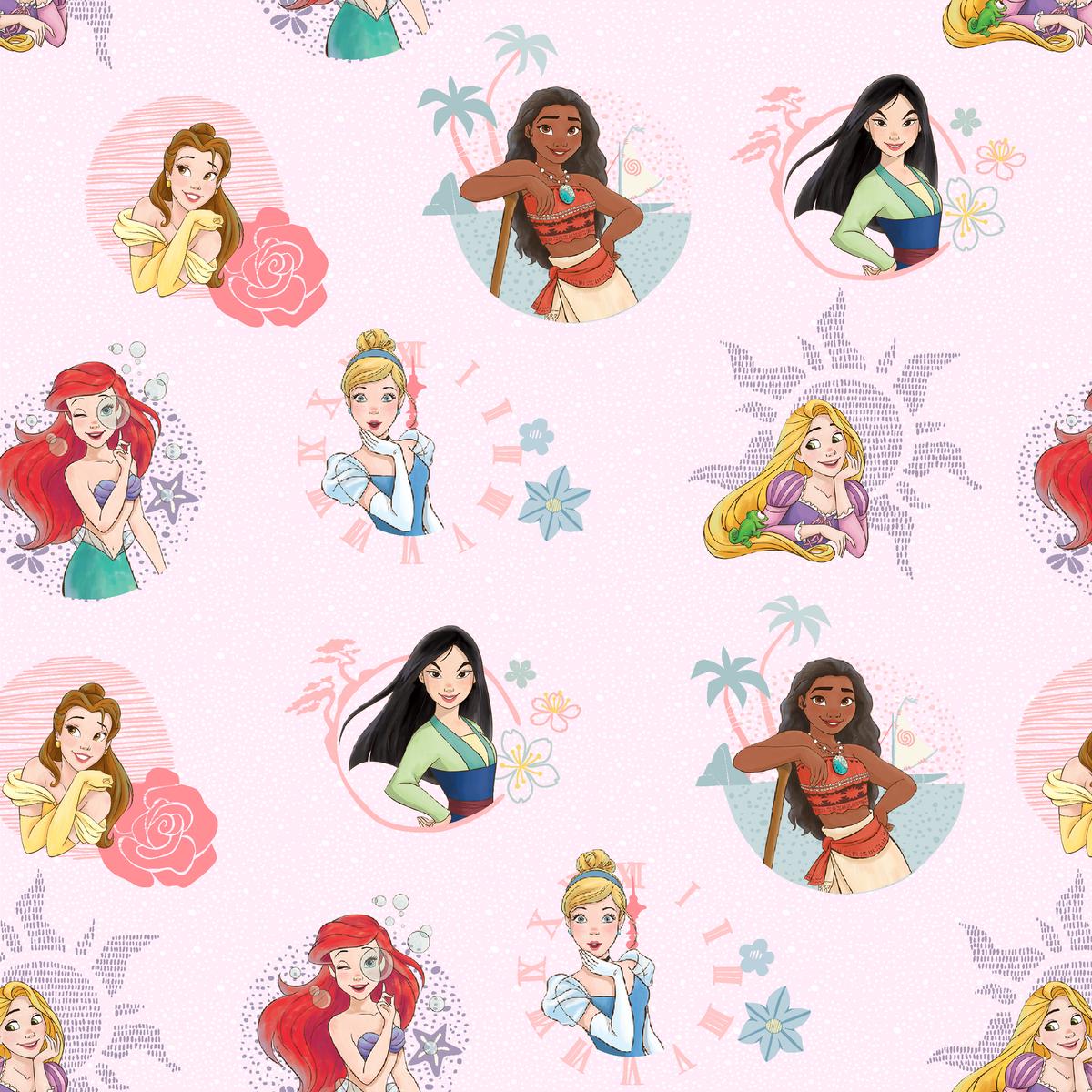 Disney Princess Badge Toss on Pink Fabric