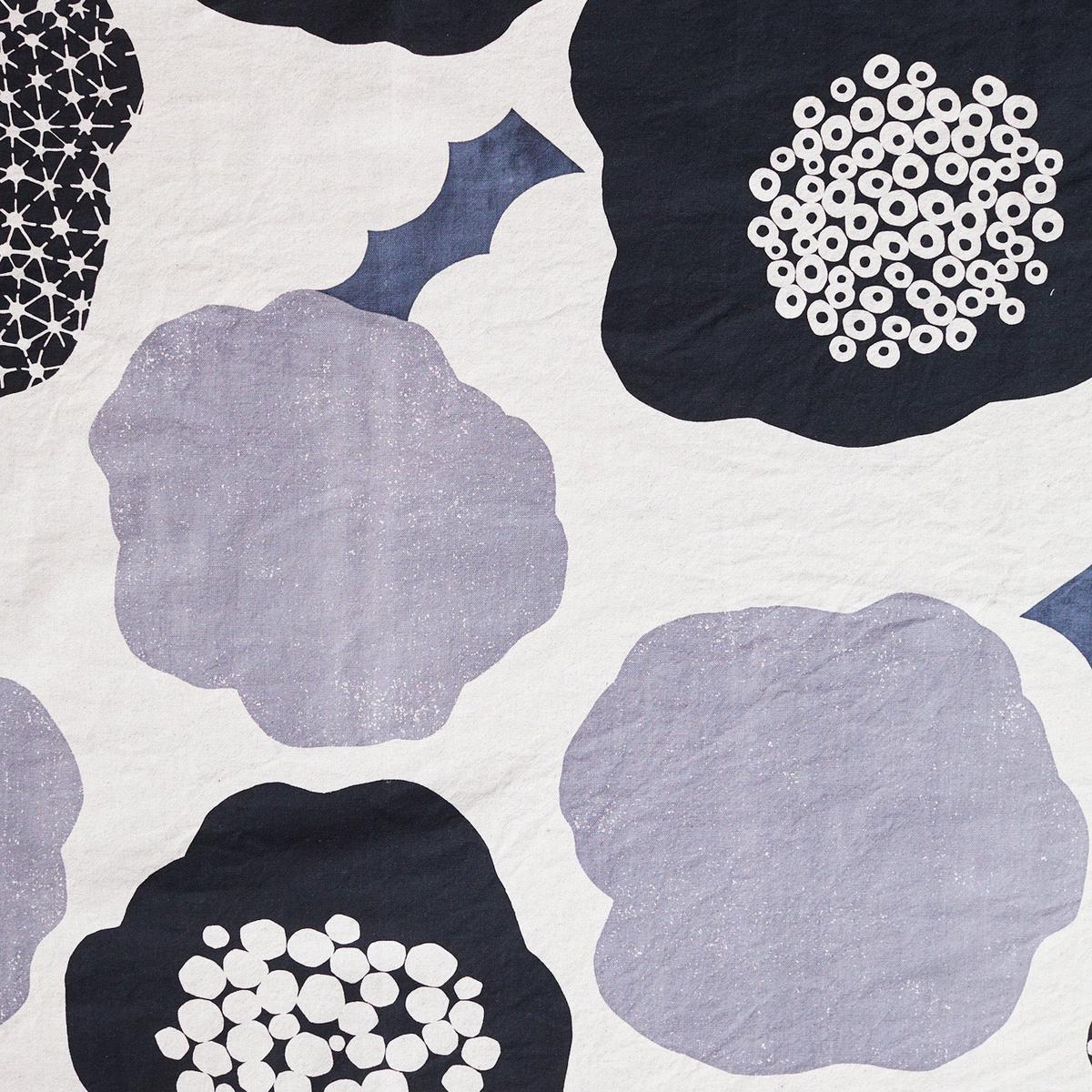 echino Cloud Flower Cotton Linen Canvas – White x Black EKX-98120-20