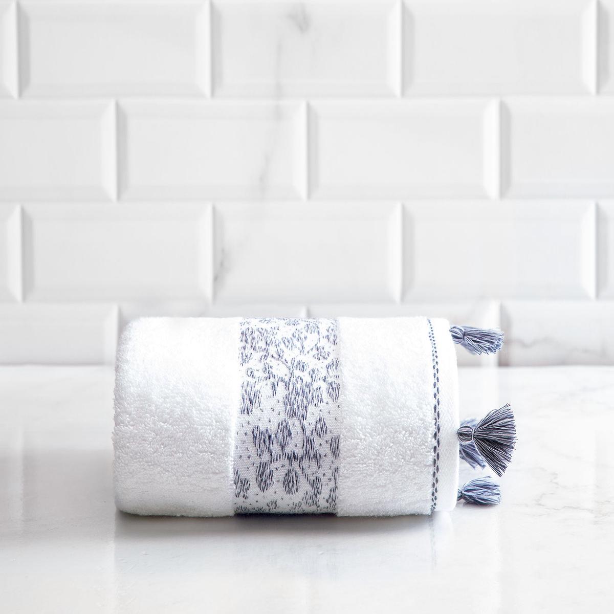 Madame Coco Fayette Face Towel  100% Cotton Soft & Absorbent in White & Navy