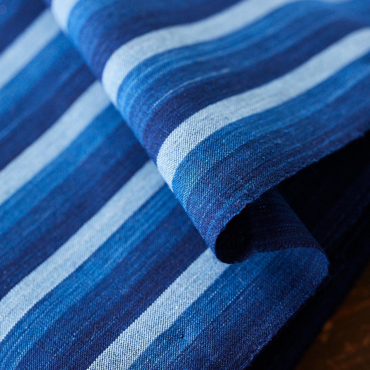 Natural Indigo Yarn-dyed Cotton – Stripe [15″ Width]