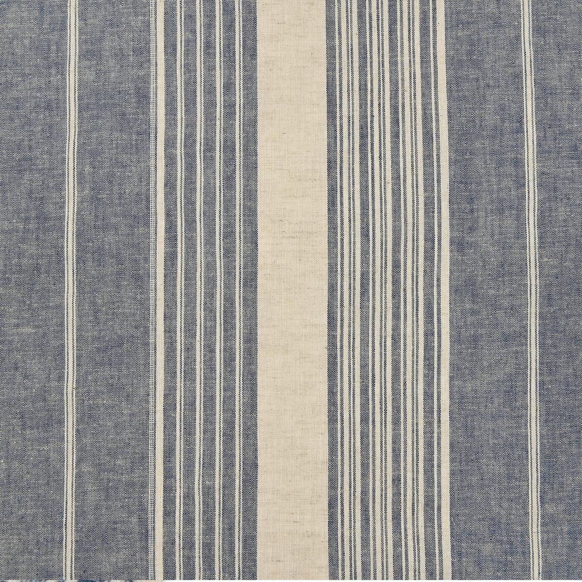 Yarn Dyed Linen Cotton Blend Banshu-ori Stripe Fabric – Blue x Off White