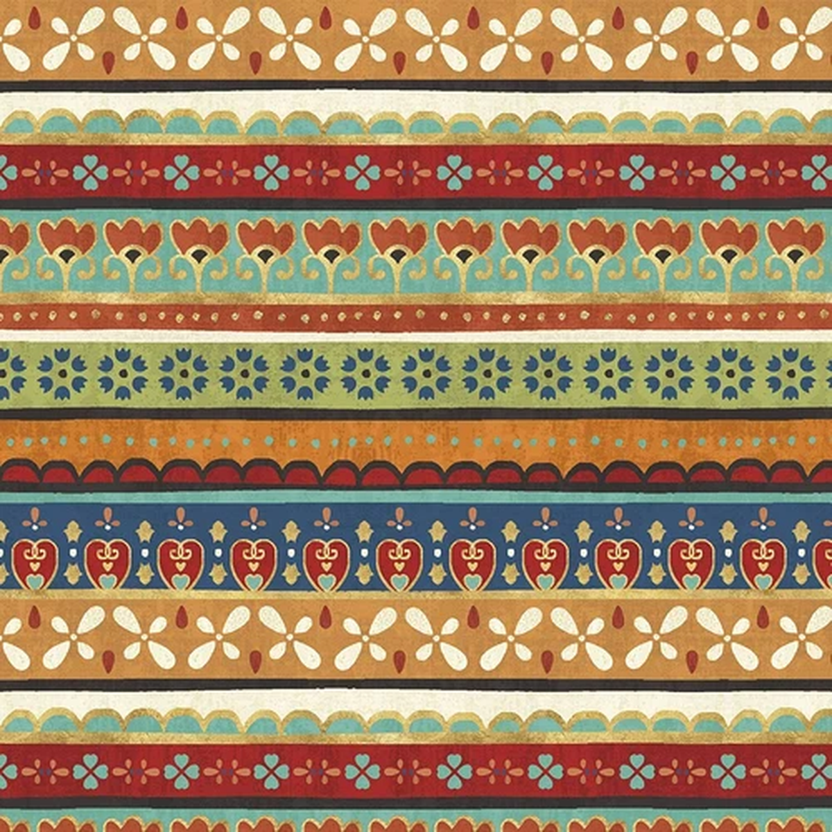 1 Yd Piece - La Vida Loca Mexican Southwestern Stripes Cotton Fabric M208.45