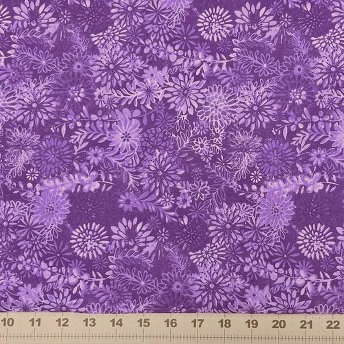 108" Wide Back Fabric | Floral Forest Flowers Leaf Purple | Cotton YARD