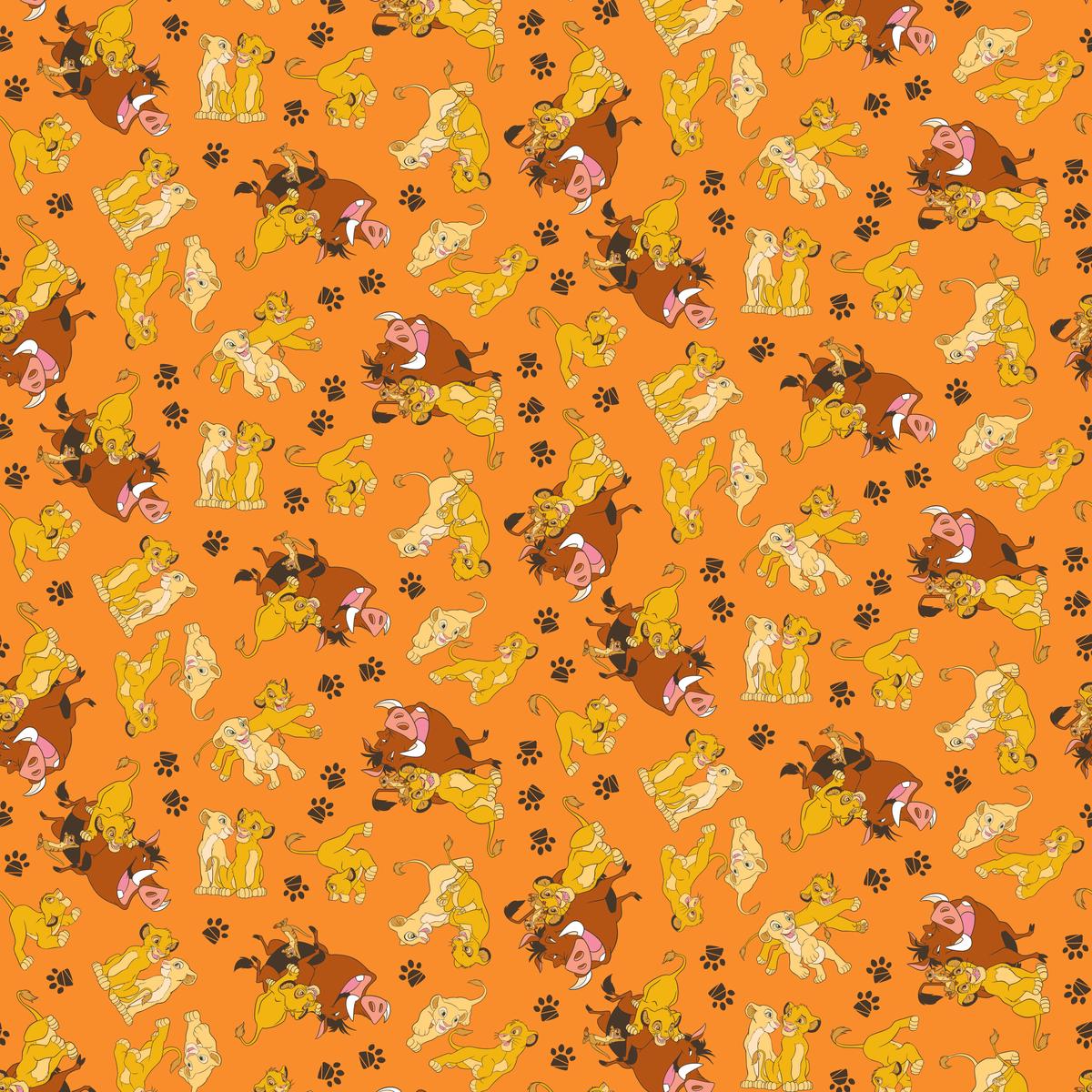 Disney The Lion King Orange Safari Sunrise Fabric