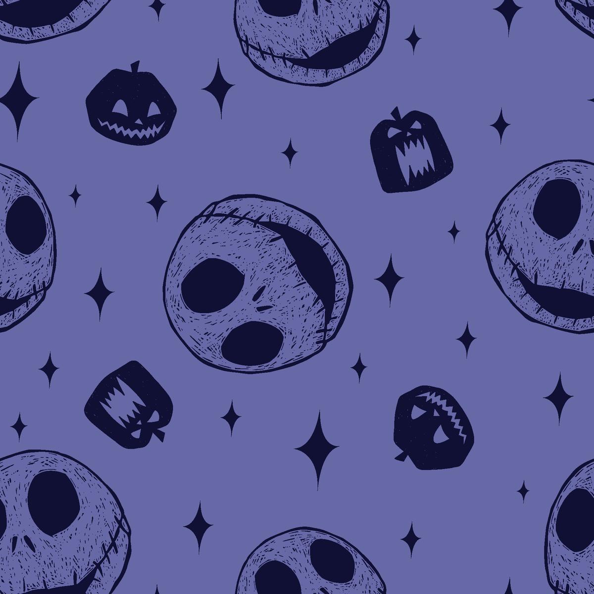 Disney Tim Burton’s The Nightmare Before Christmas Purple Skull Face Fabric
