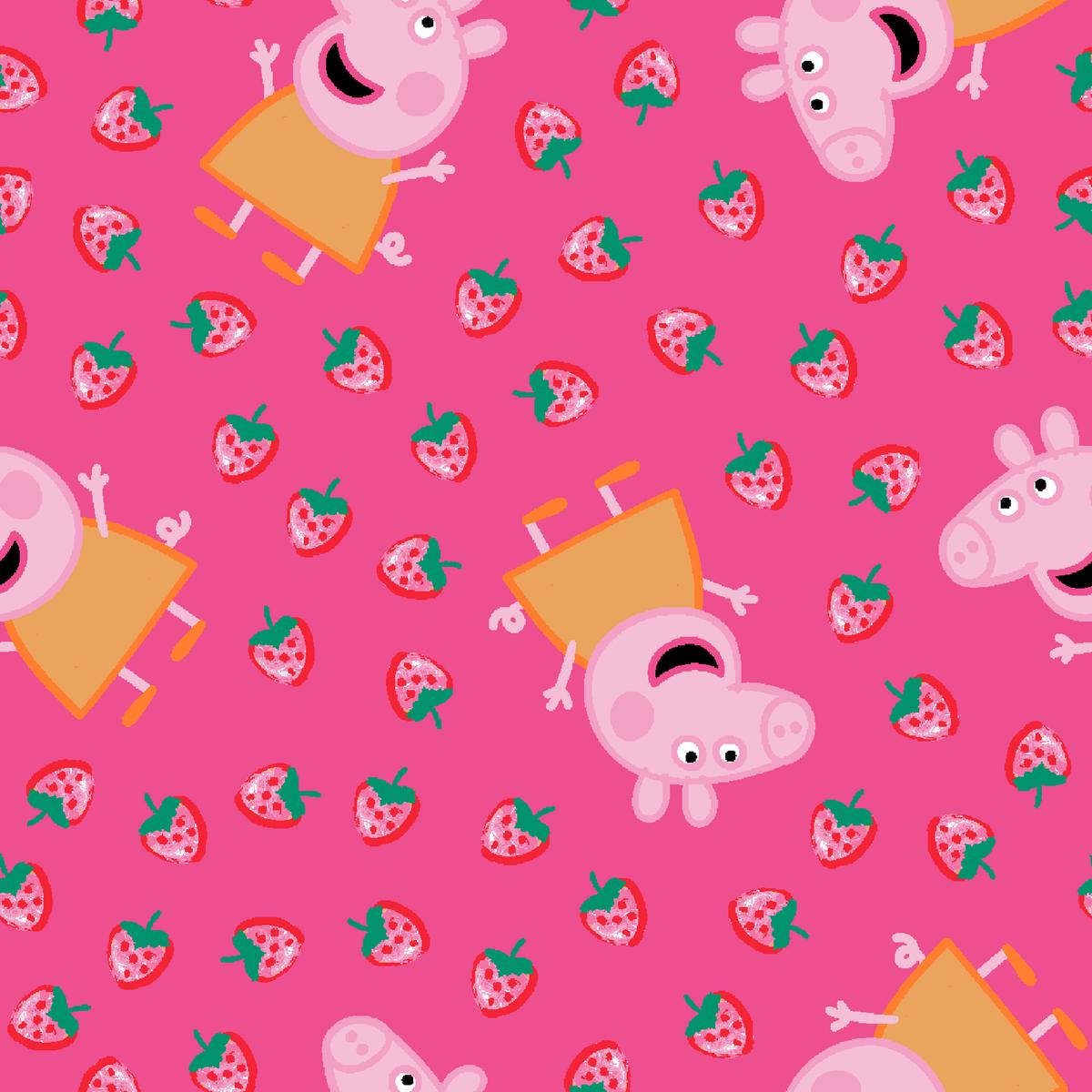 Hasbro Peppa Pig Strawberry Pink Scatter Fabric