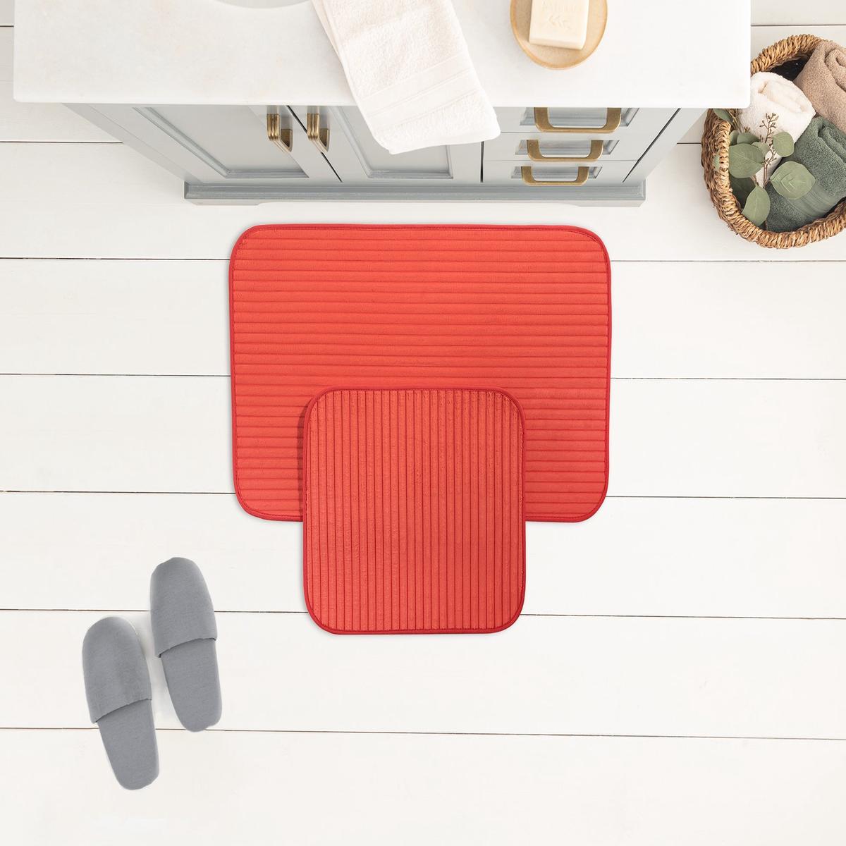 Madame Coco Mathilda 2-Piece Bath Mat Set  Soft, Absorbent & Non-Slip Bathroom Rug