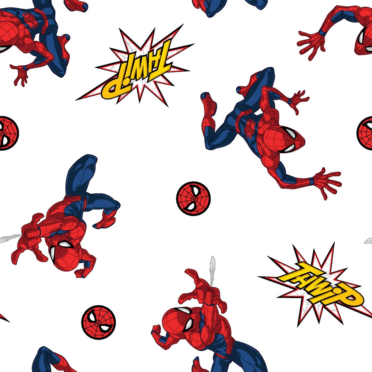Marvel Spider-Man Action Comic on White Fabric