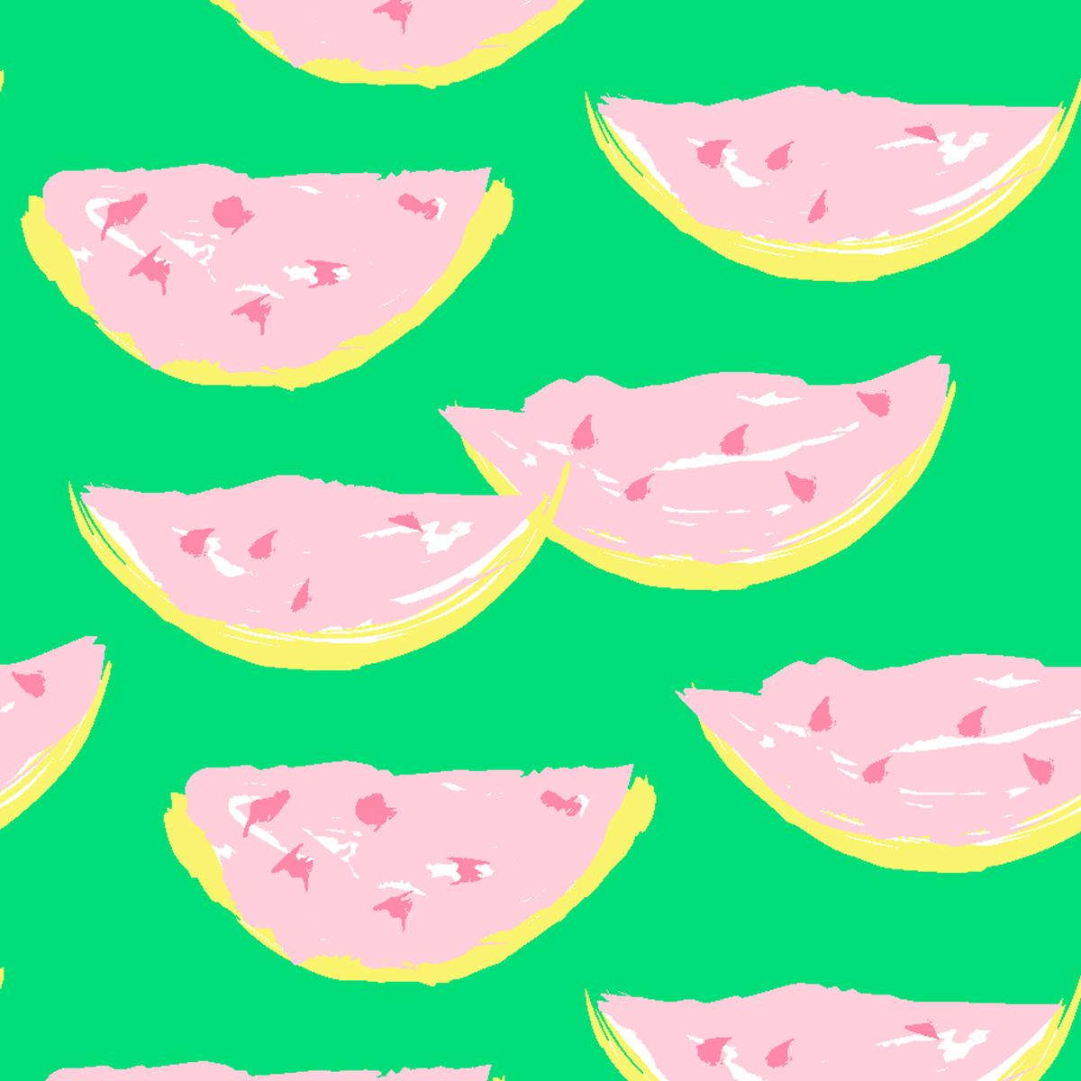 Watermelon Slices on Kelly Green & Light Pink Fabric