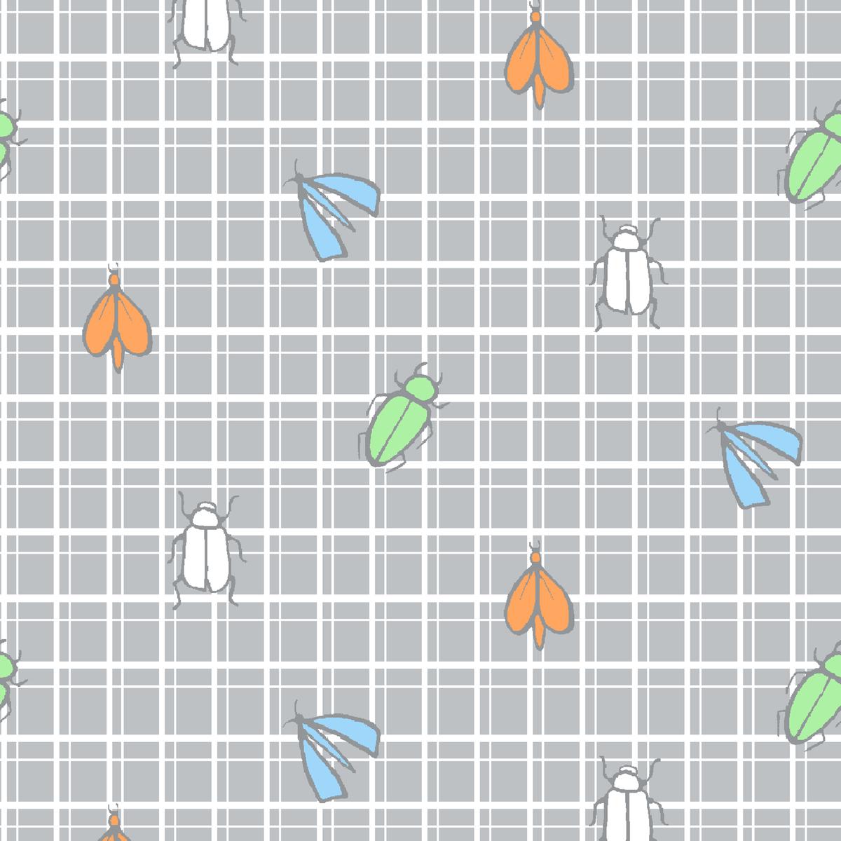 Grid Critters in Gray Fabric