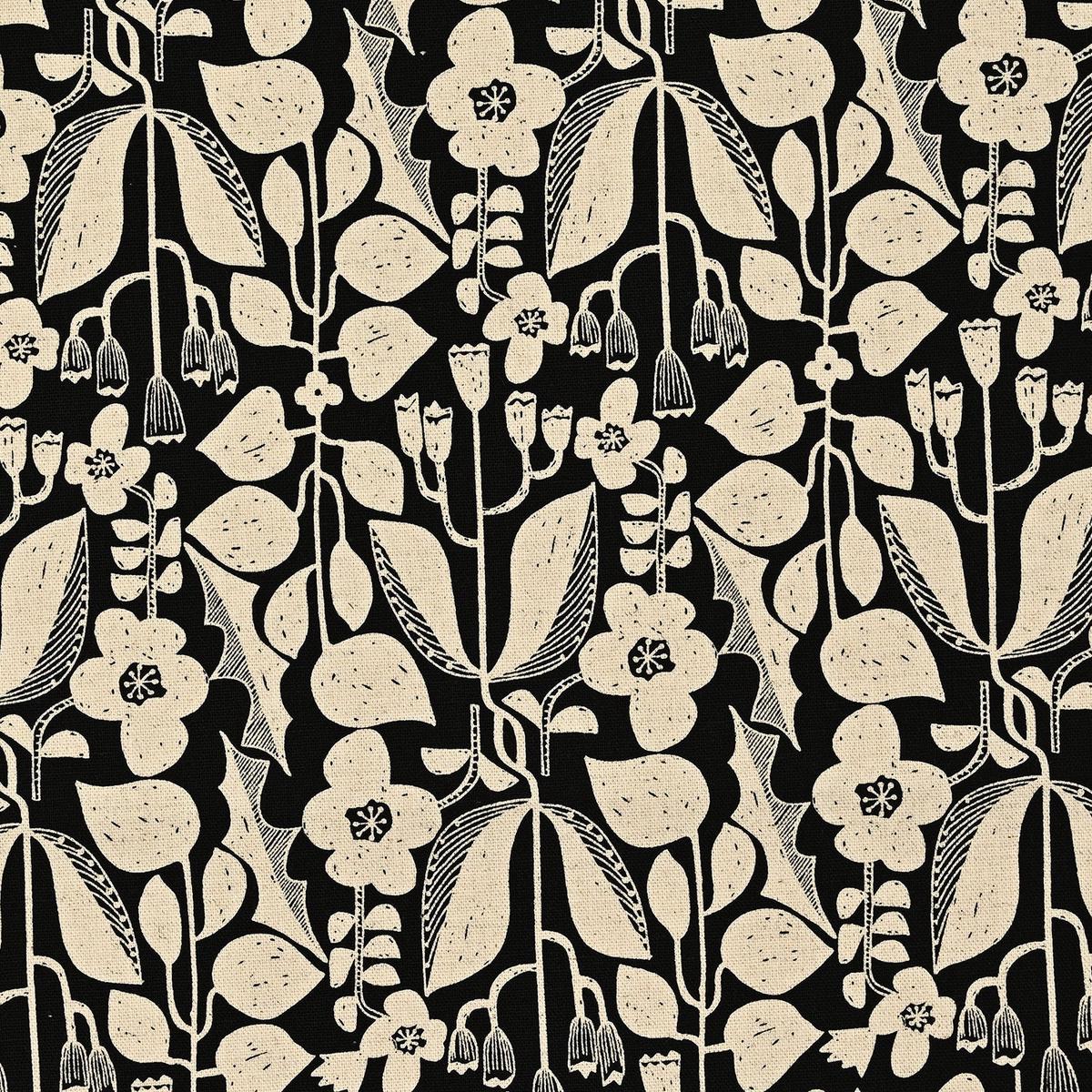 Linnea Botanical Cotton Linen Canvas – Black x Natural YKA-29060-1