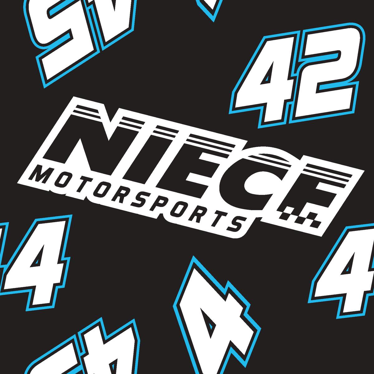 Niece Motorsports Logo and Numbers Toss on Black Fabric