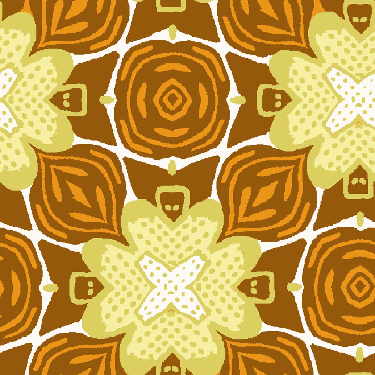 Petal Geo on Yellow Fabric
