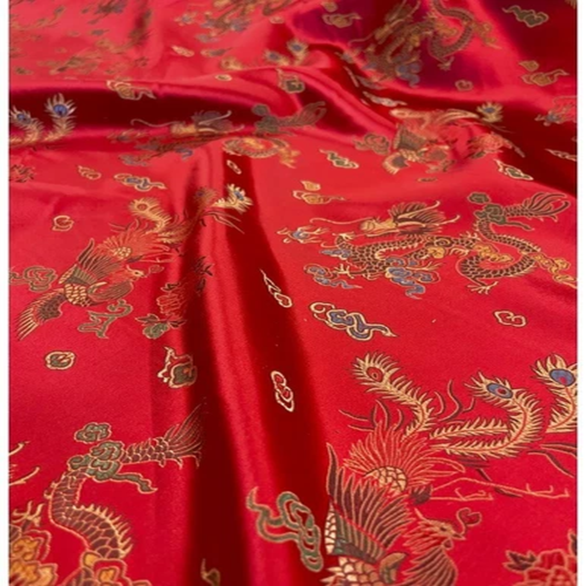RED Chinese Dragon Brocade Jacquard Fabric 45″ Wide BTY