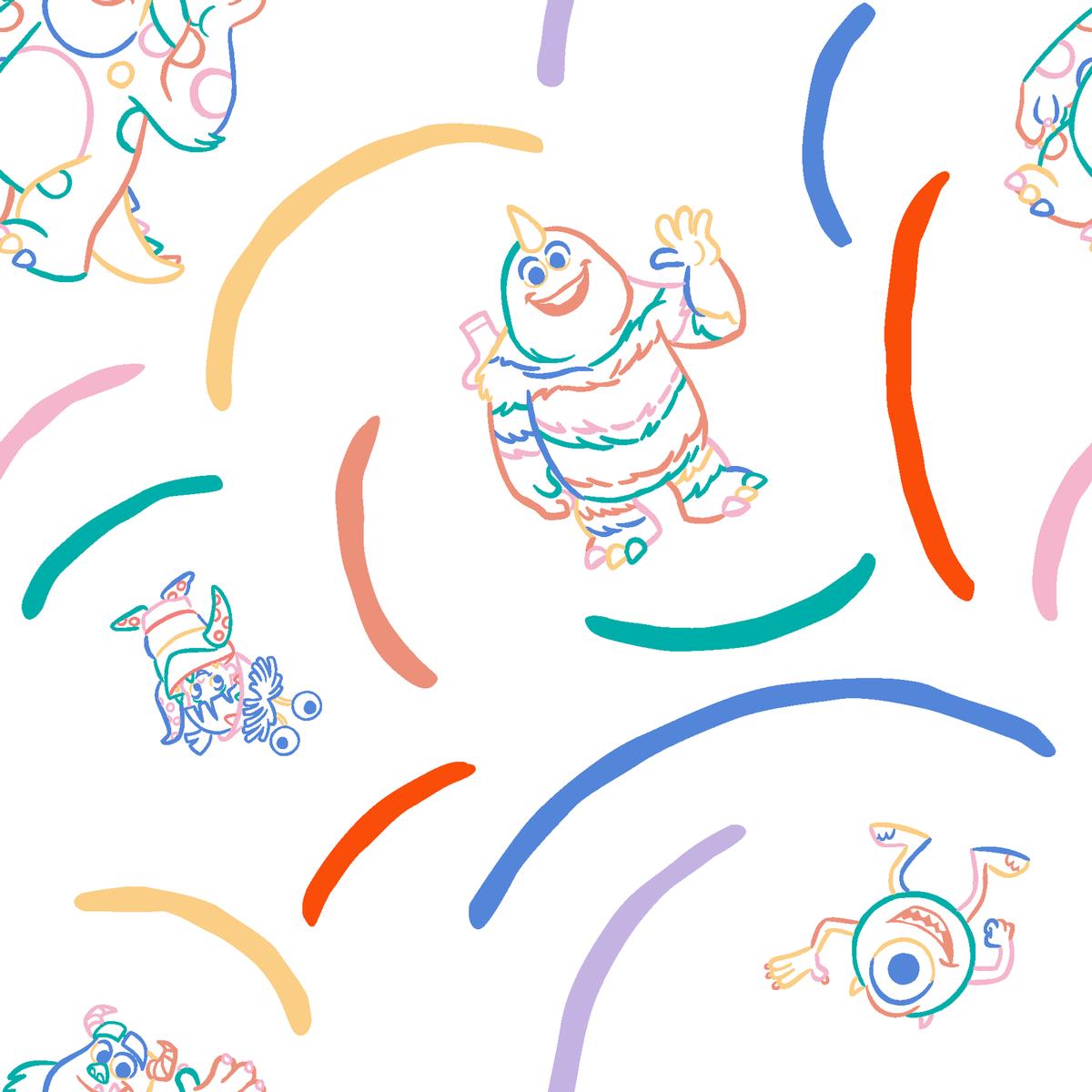 Disney and Pixar’s Monsters, Inc. Colorful Monster Fabric