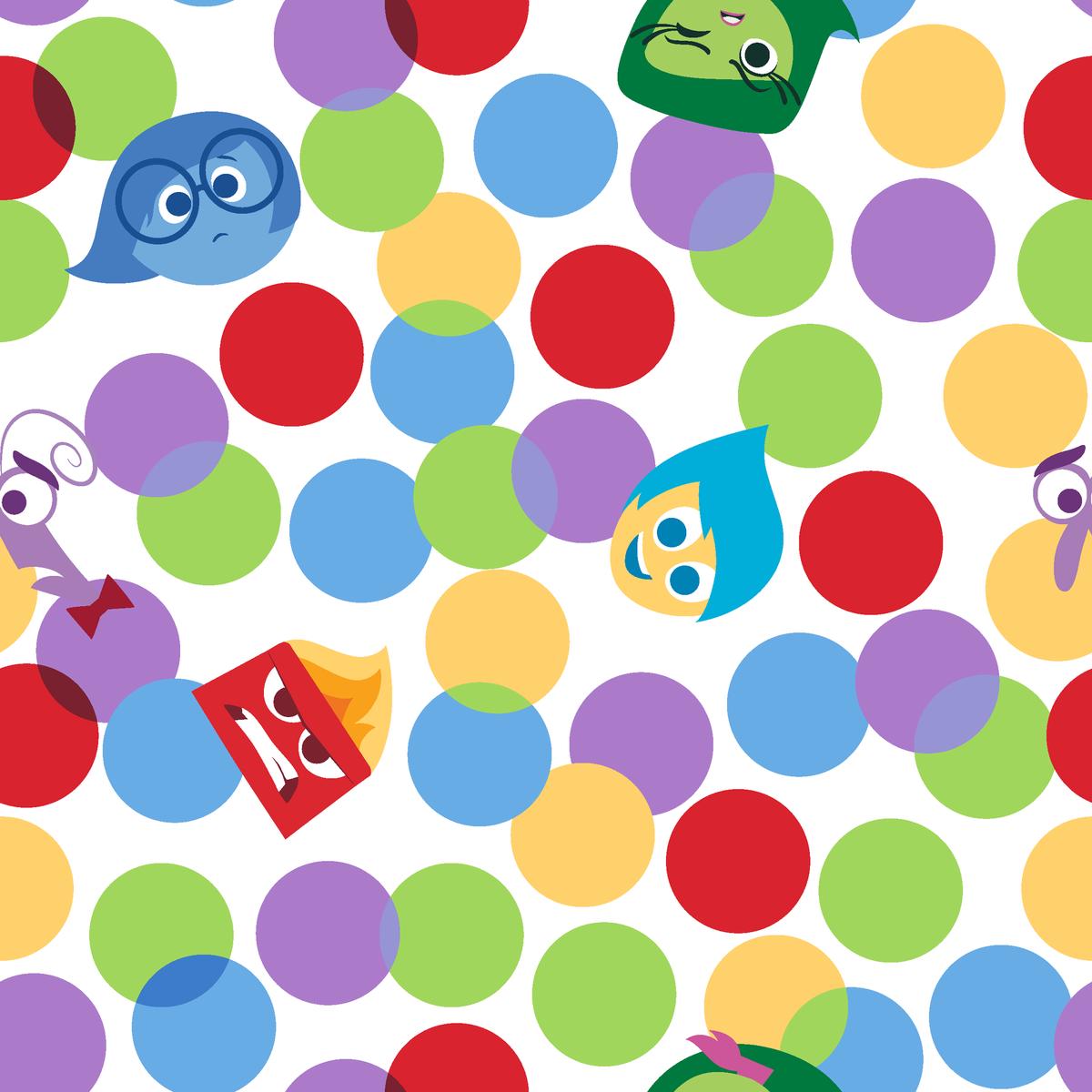 Disney and Pixar’s Inside Out White Emotion Polka Dots Fabric
