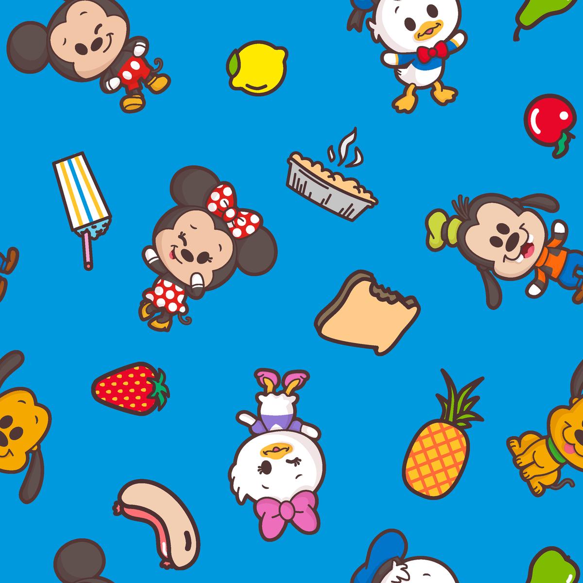 Disney Mickey & Friends Blue Yummy Food Fabric