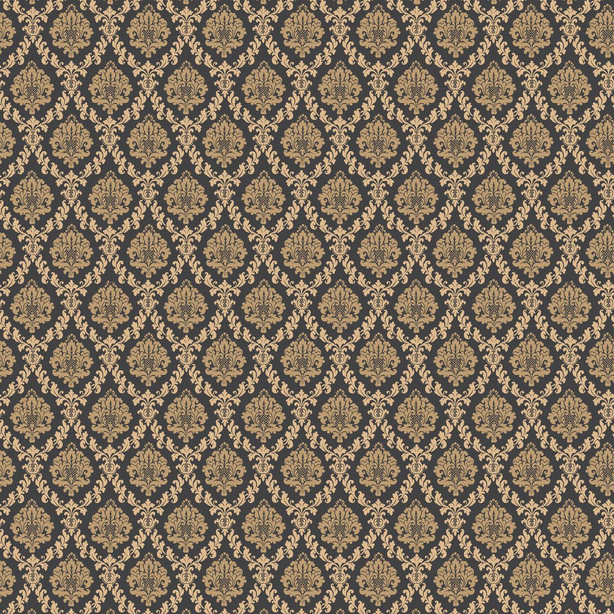 Grand Brocade on Charcoal Fabric