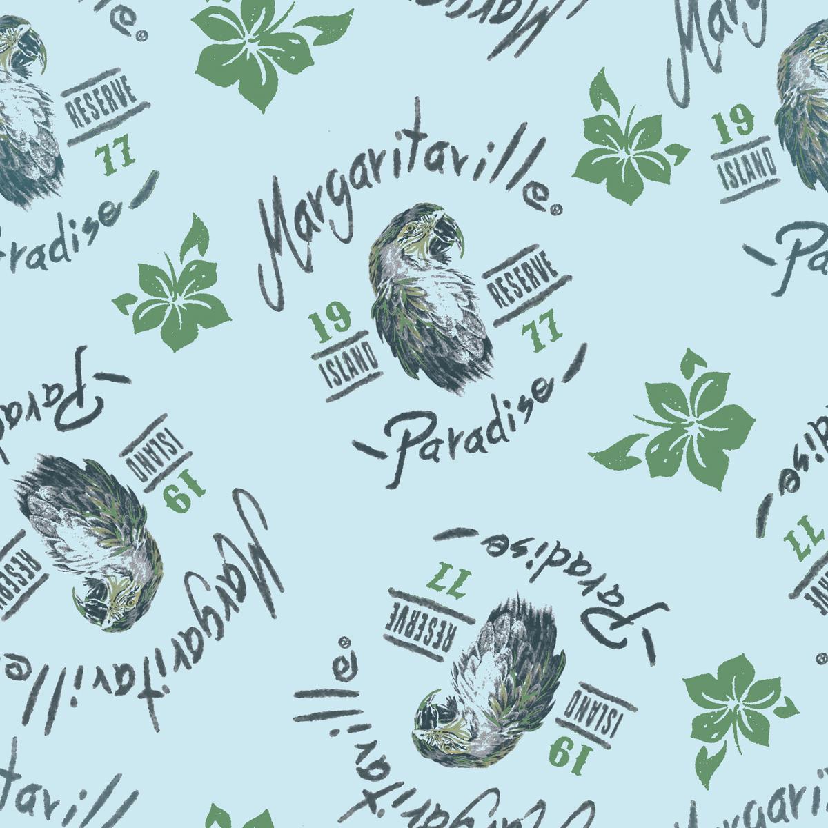 Margaritaville – Island Getaway – Light Teal Parrot Fabric