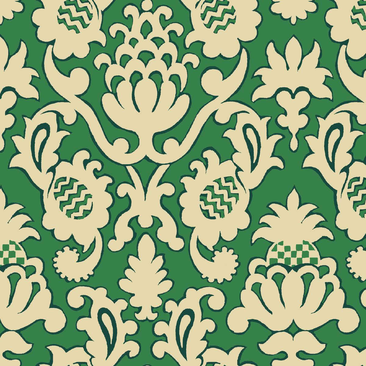 Pistachio Manor on Green & Cream Fabric
