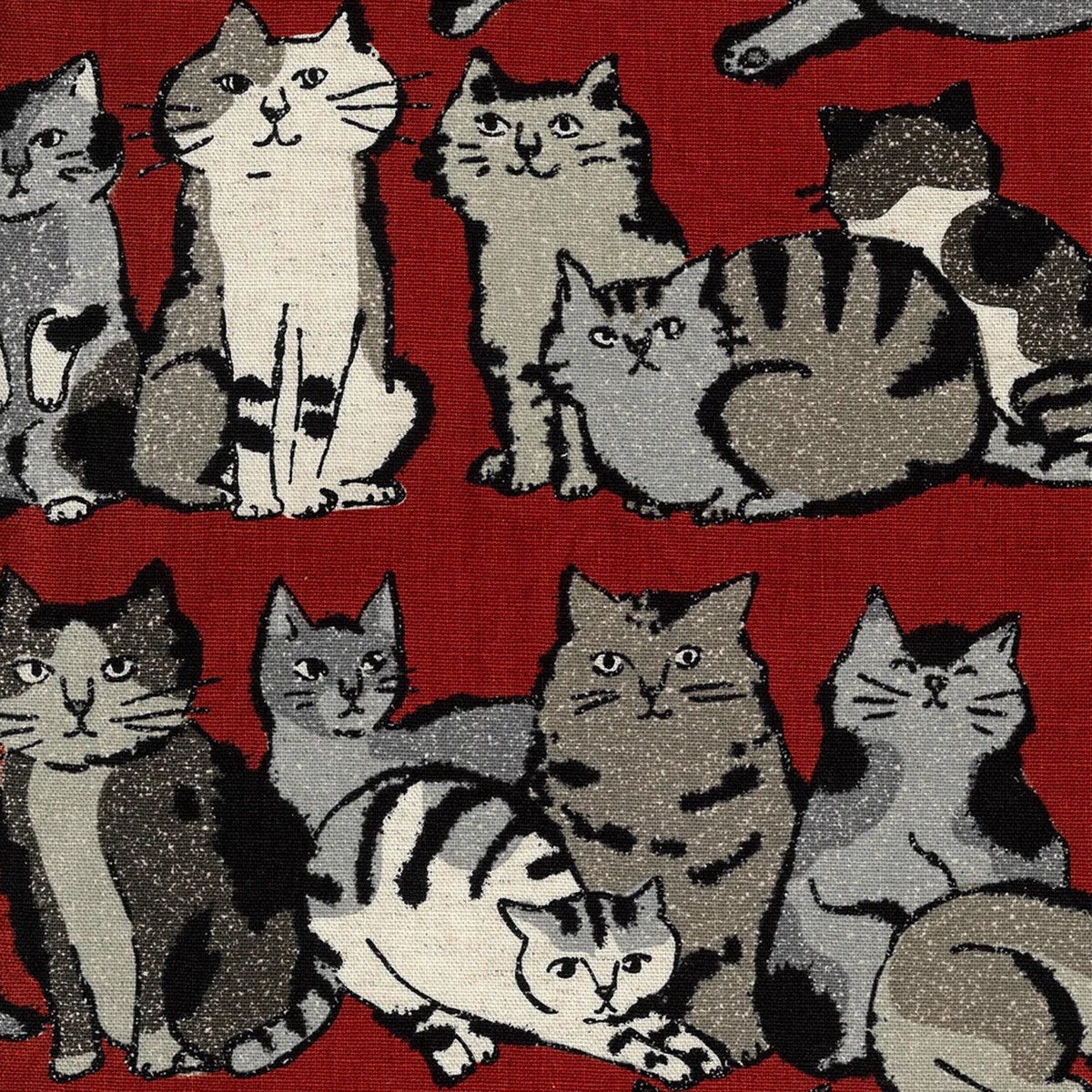 Art Cat Cotton Linen Lightweight Canvas – Red YGA-86020-1
