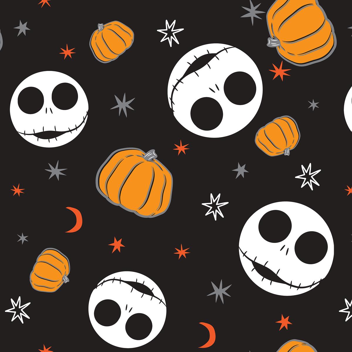 Disney Tim Burton’s The Nightmare Before Christmas Black Pumpkins & Moons Fabric