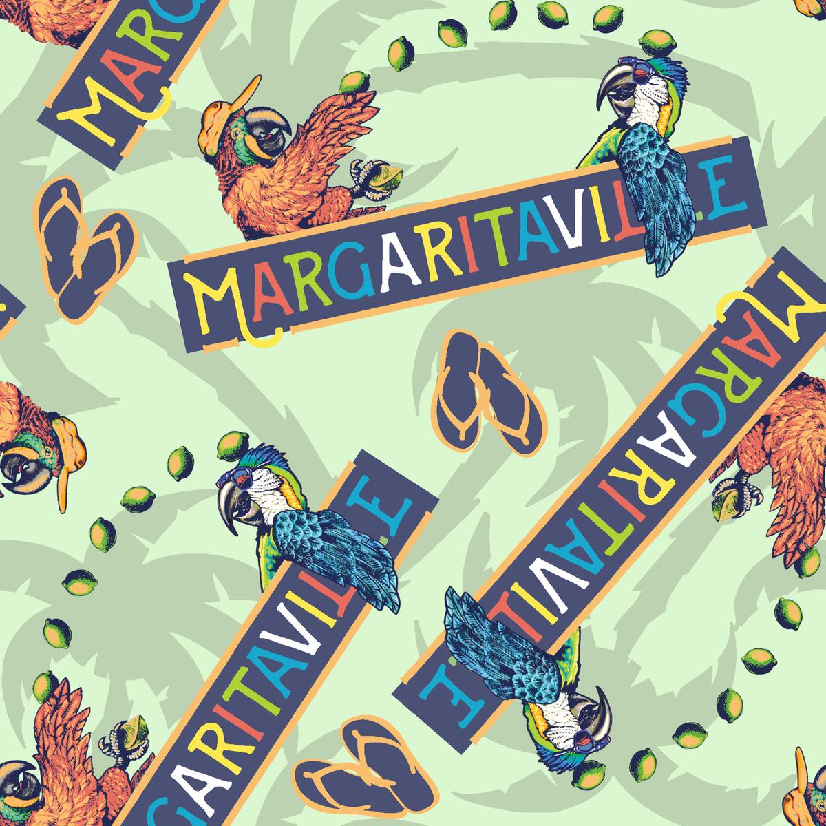 Margaritaville – Paradise Parrot – Tropical Mint Fabric