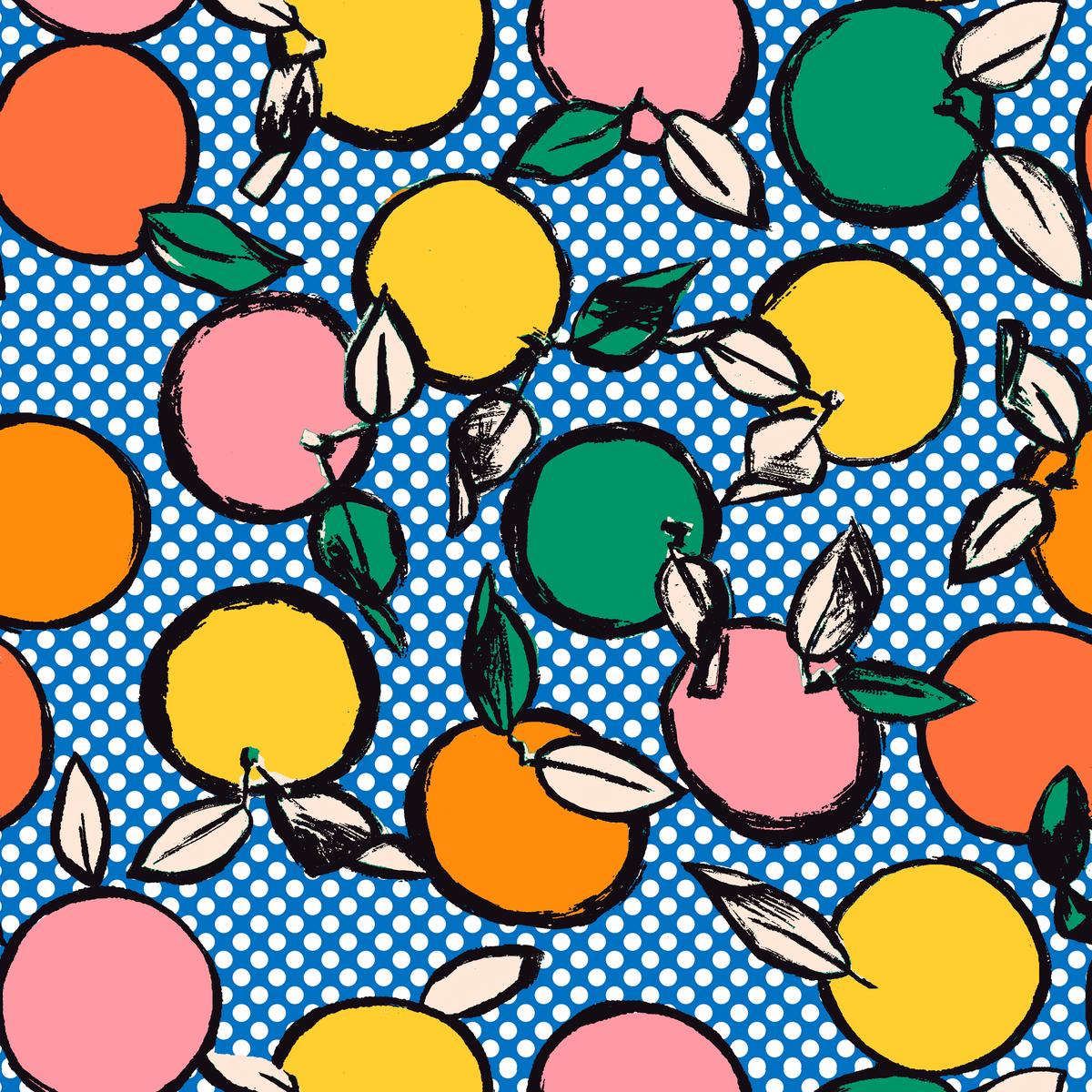 Pop Art Citrus – Retro Fruit Fabric