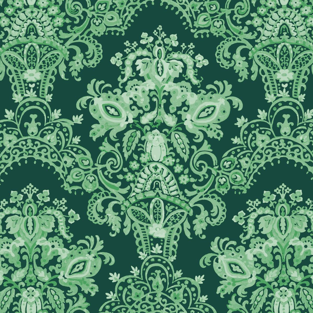 Solstice Garden on Dark Green Fabric