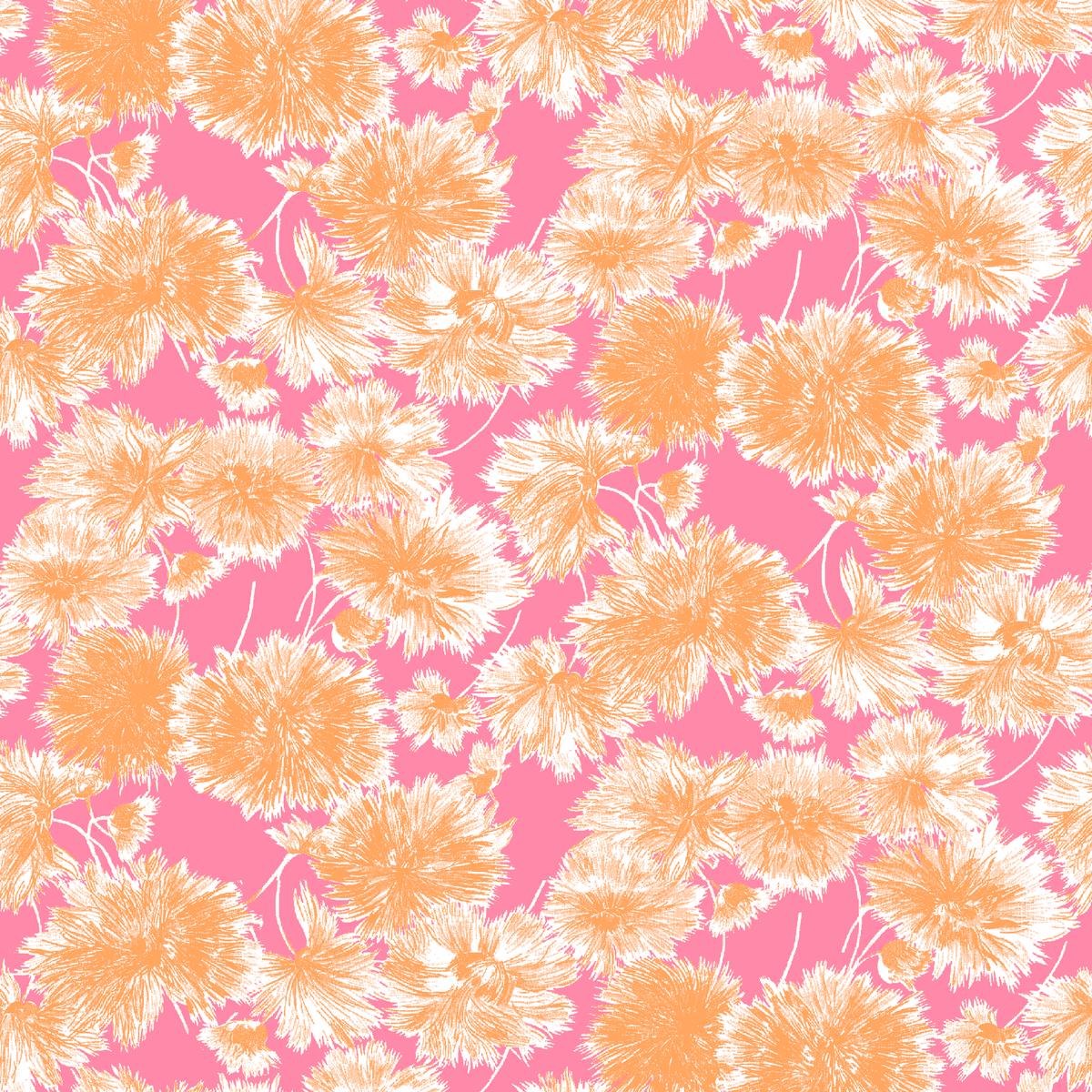 Sprout Parade on Dark Pink & Orange Fabric