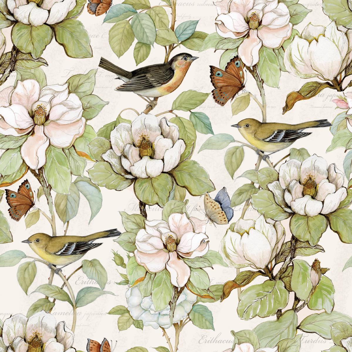 Susan Winget – Garden Melody – Magnolia Birds Botanical Fabric