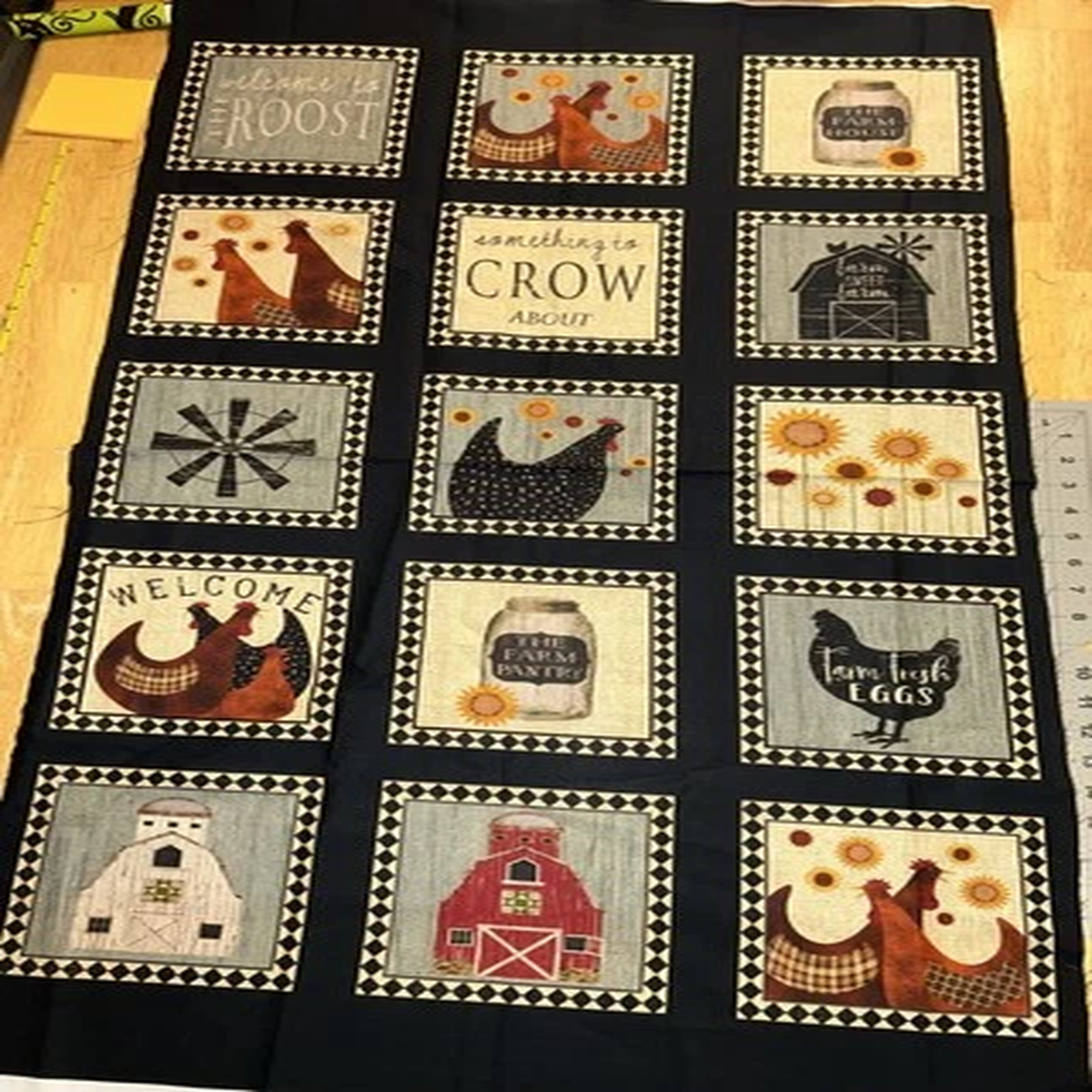 Chickens Farm Benartex 24 Cotton Fabric Panel – New