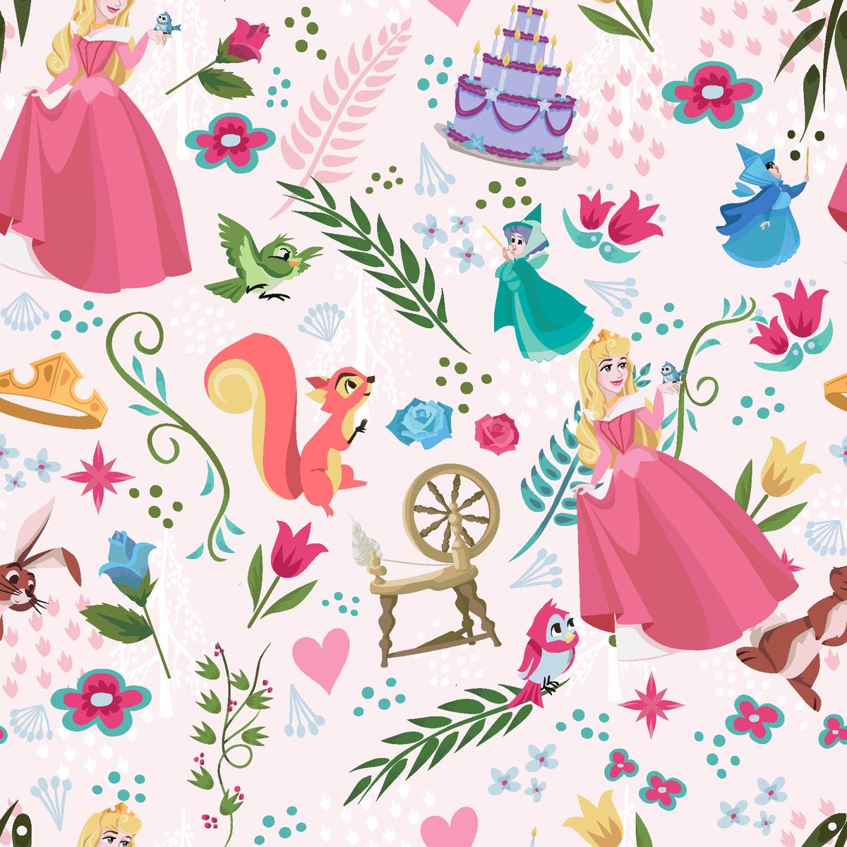 Disney Princess Aurora Fairy Tale Toss Fabric