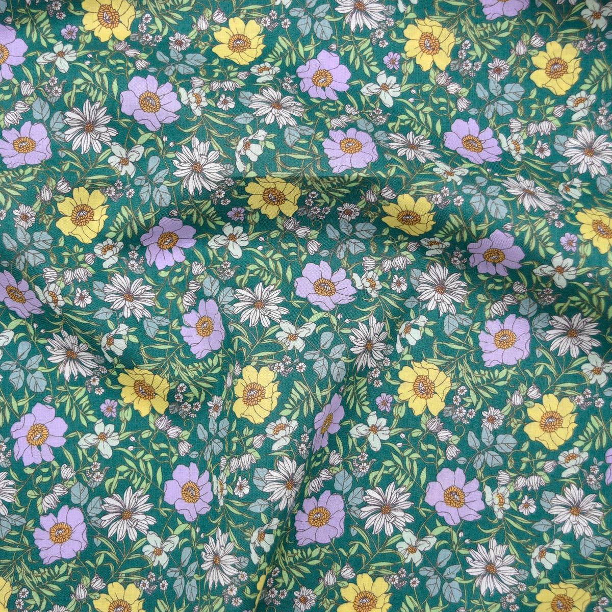 Flownny Poppy Garden Cotton Lawn – Green NFA-1060-62