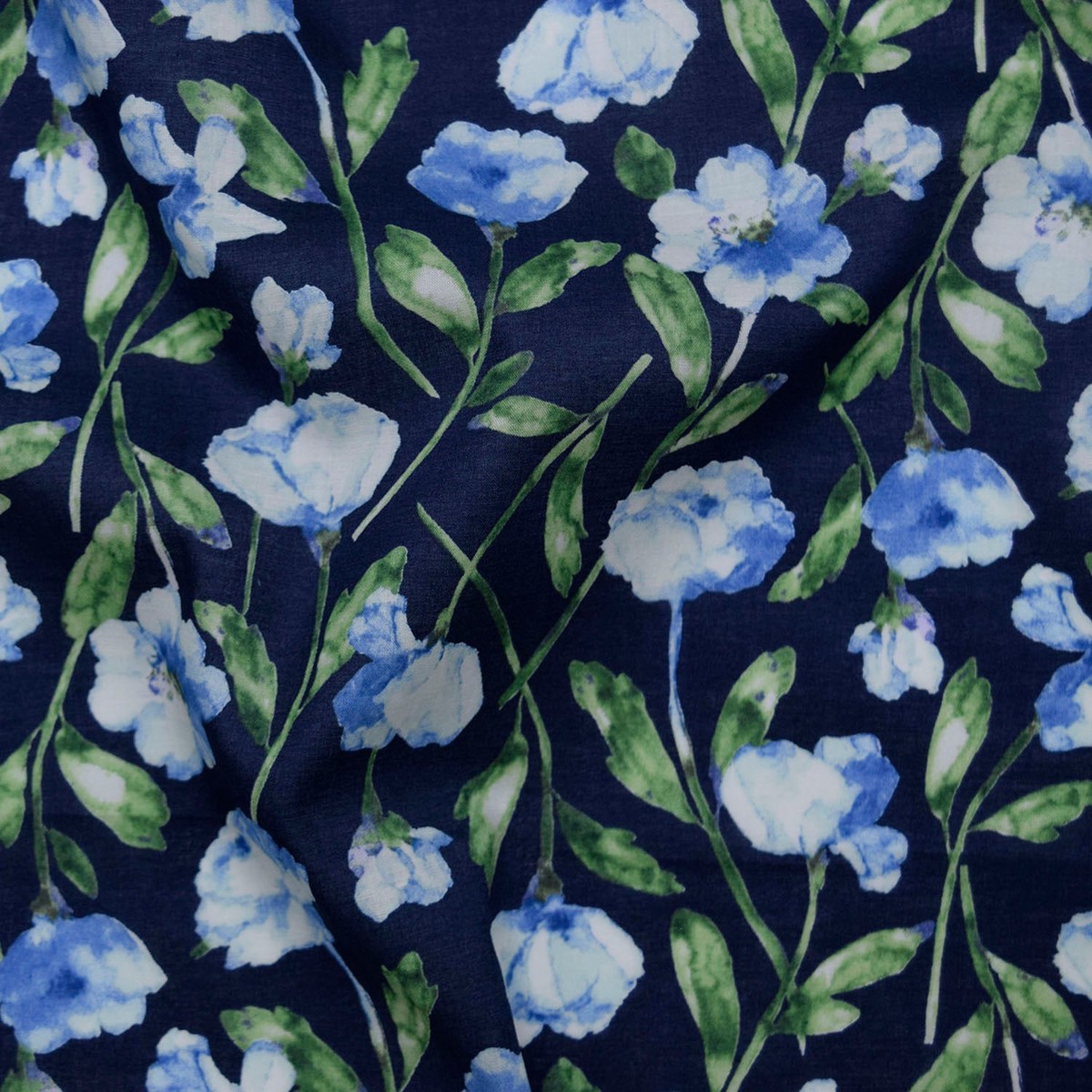 Flownny Watercolor Peony Cotton Lawn – Navy NFA-1050-51