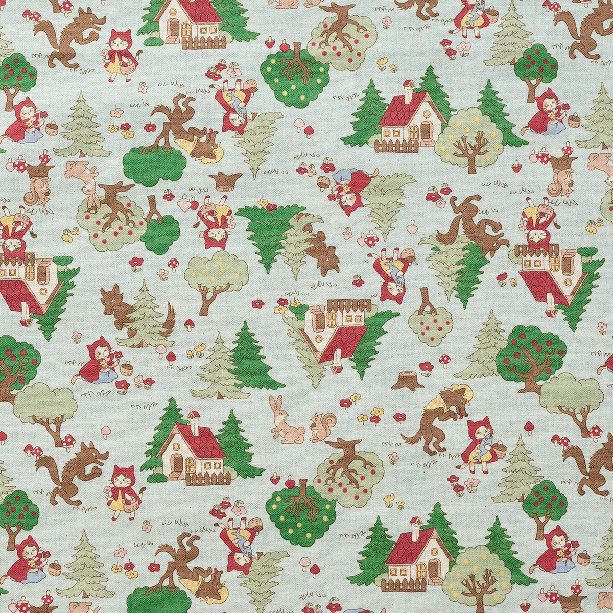 Funny Cats “Little Red Kitty Hood” Cotton Sheeting – Sax Blue YKA-36020-1