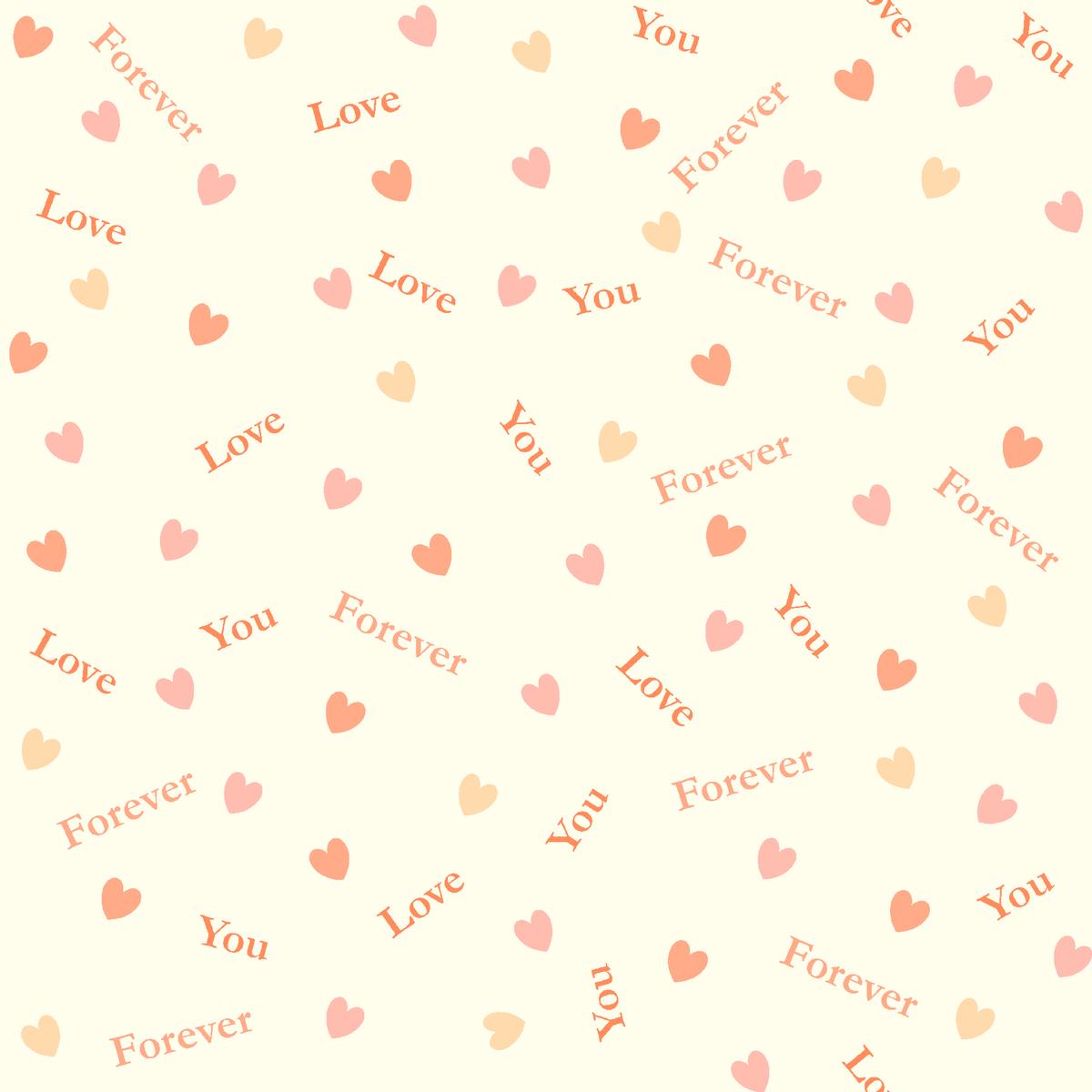 Love You Forever Hearts on Peach Fabric
