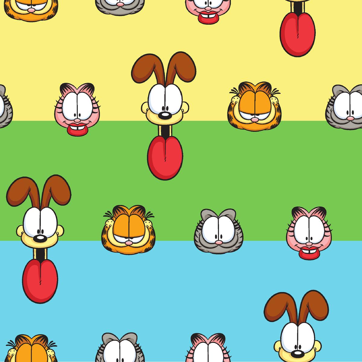 Nickelodeon Garfield – Hungry Grins – Colorblock Cartoon Fabric