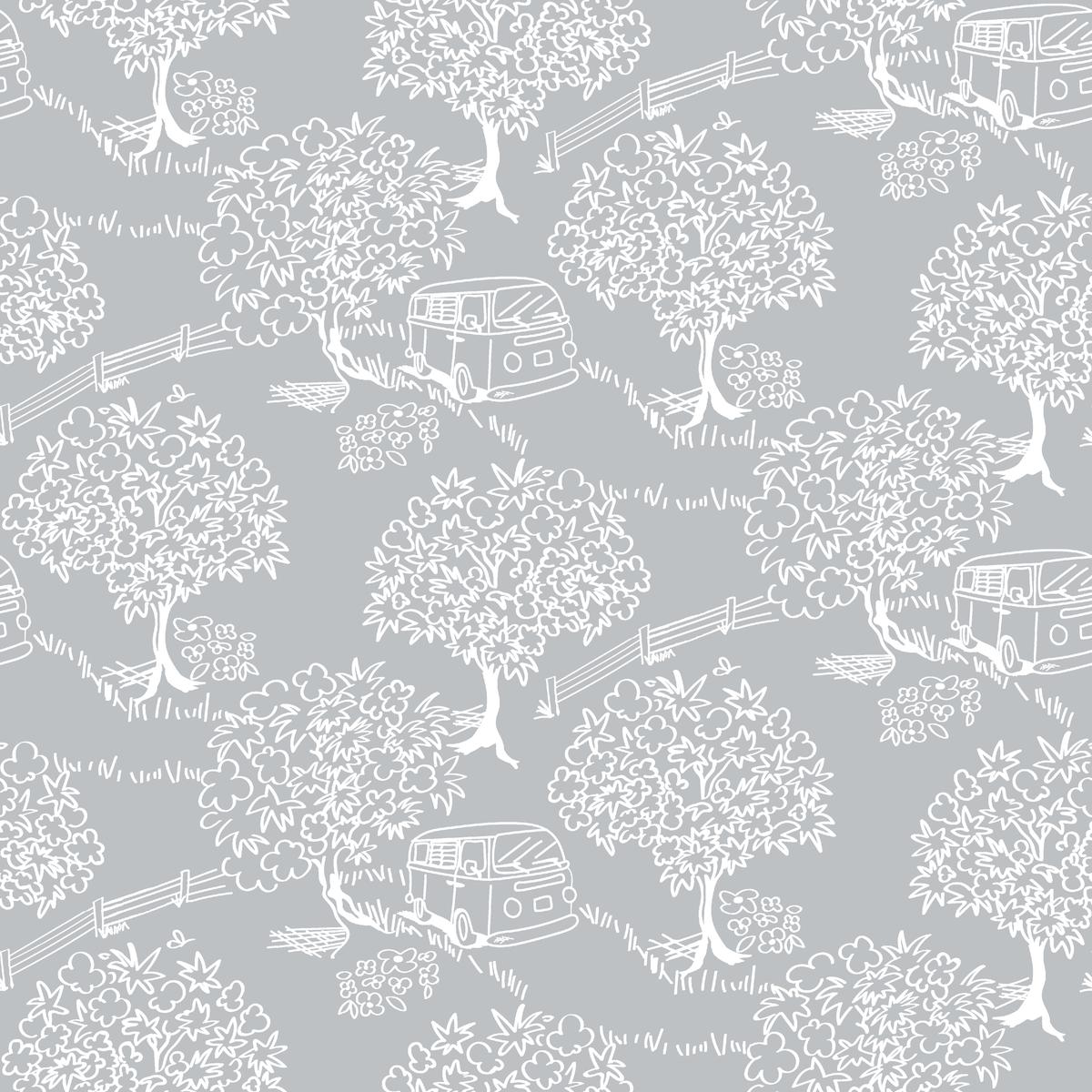 Scenic Trees on Gray Fabric