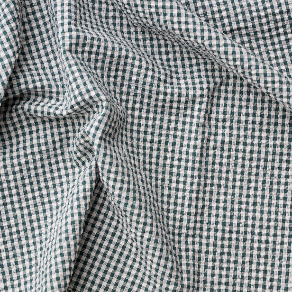 Yarn Dyed Gingham Seersucker Organic Cotton Fabric – Green TS-2039-1