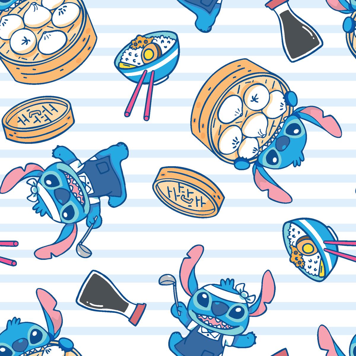 Disney Lilo & Stitch Snack Attack Striped Dumpling Toss Fabric