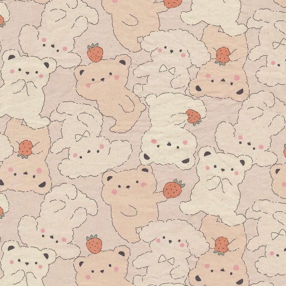 Pastel Bonbon Bear & Dog Cotton Oxford – Light Pink YKA-39030-1