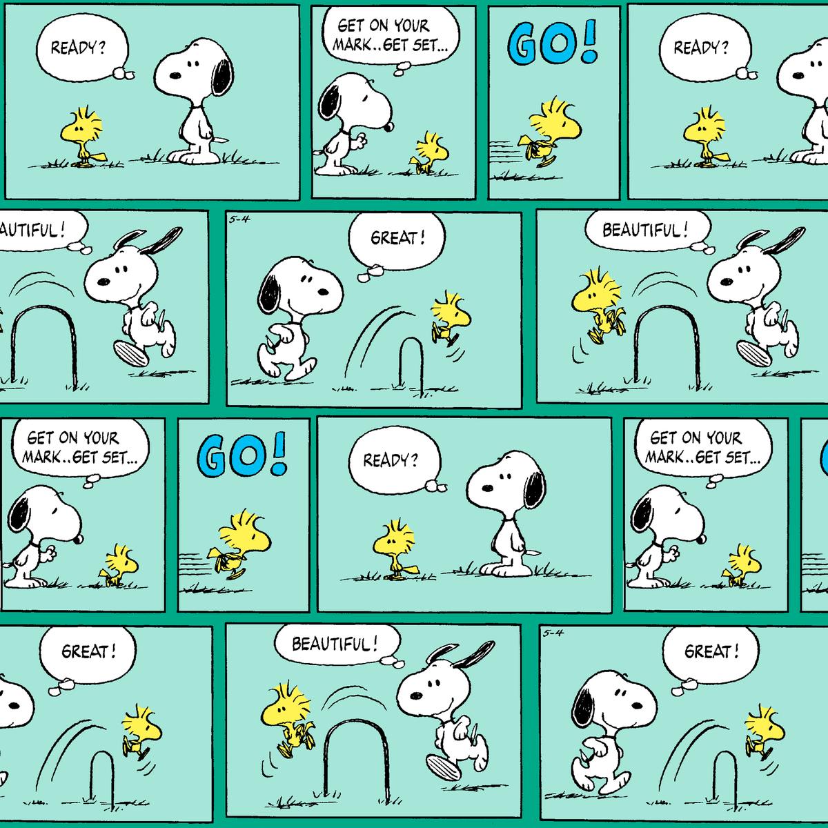 Peanuts Snoopy and Woodstock Comic Strip Fabric