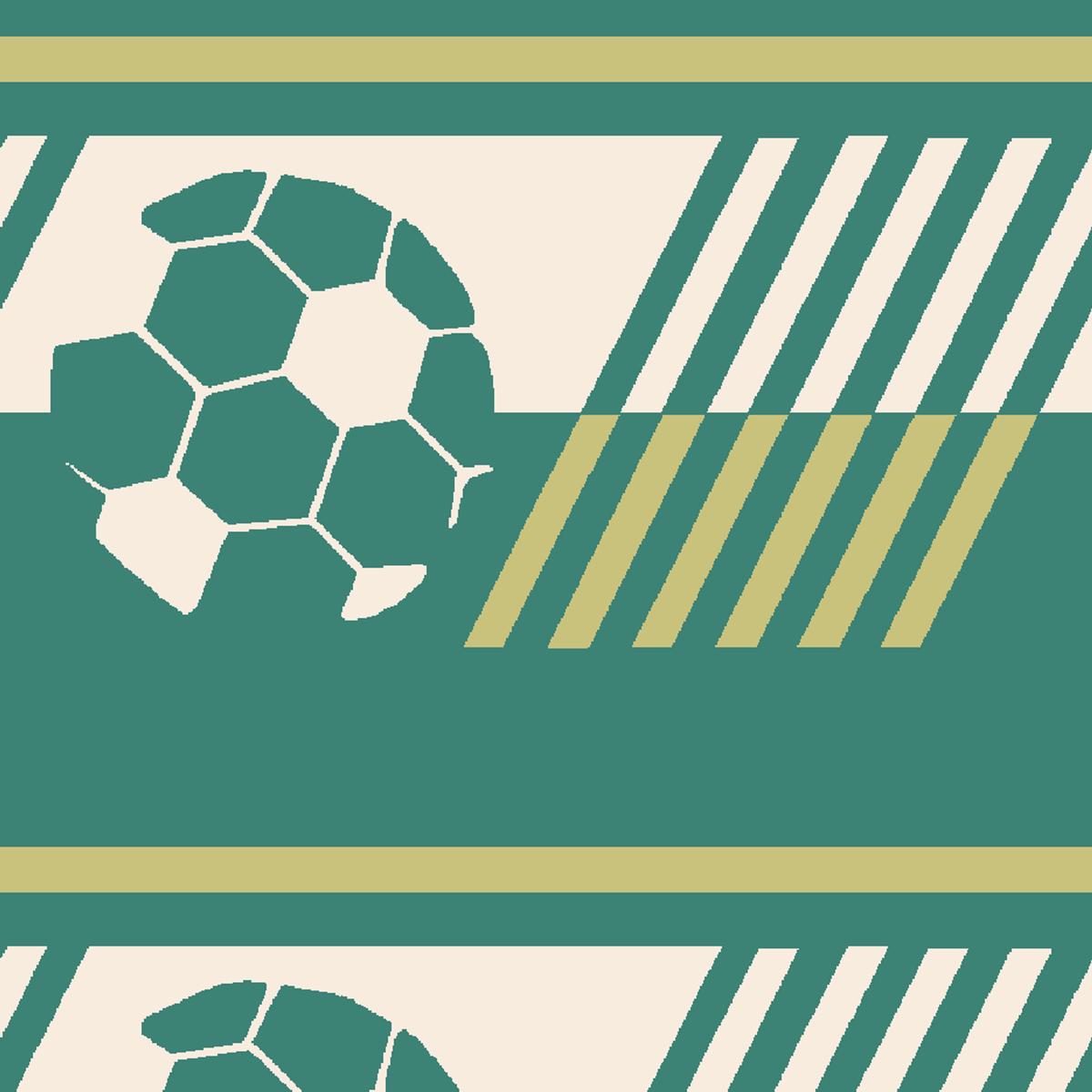 Soccer Stripe on Teal Fabric